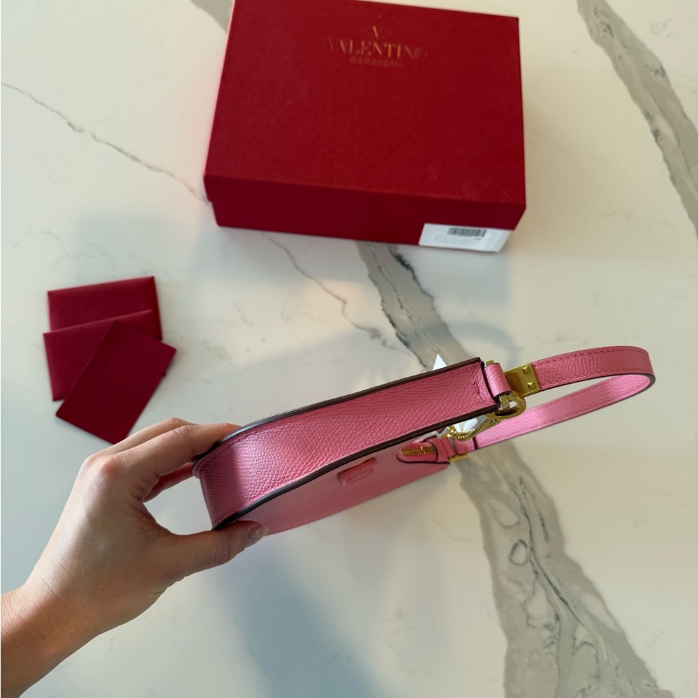 NWT Valentino Garavani Pink Leather Hobo Shoulder Bag - Picture 10 of 13